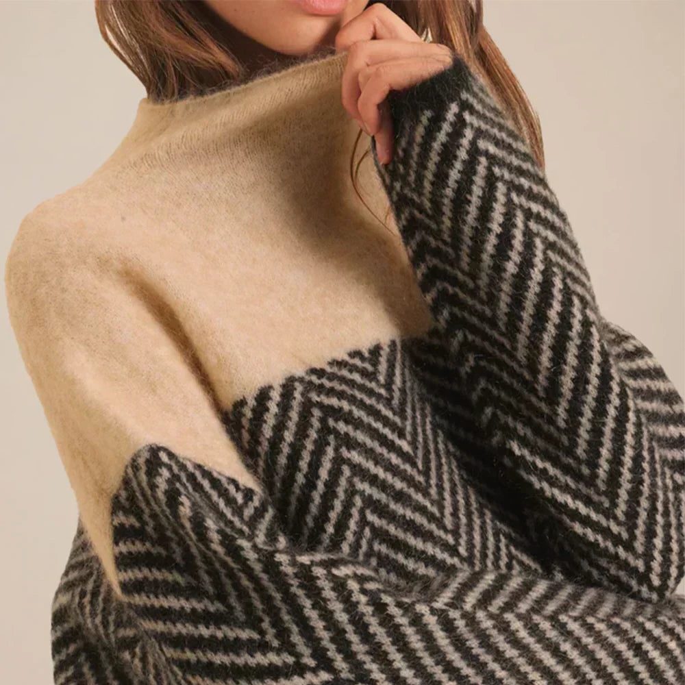 Armentine Chevron Knit Turtleneck Sweater