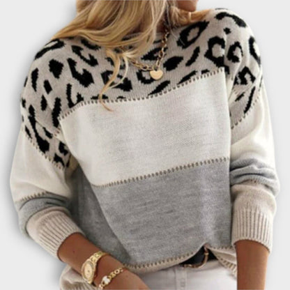 Blitilde Leopard Print Sweater with Crew Neck