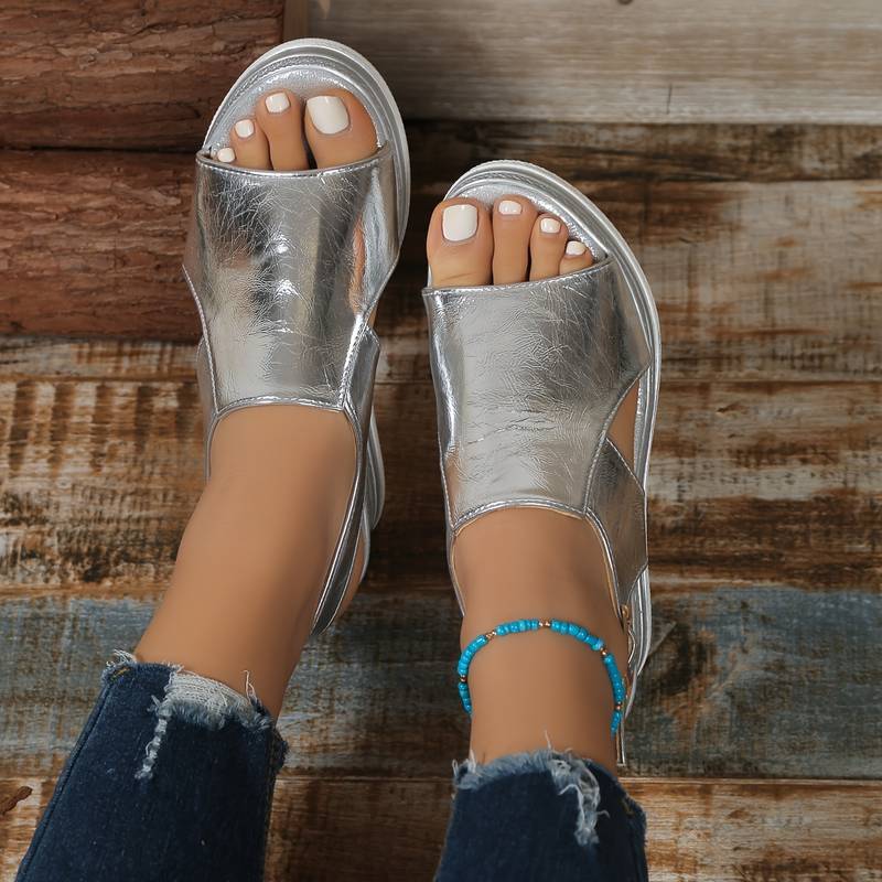 Steinunn Platform Open Toe Metallic Sandals