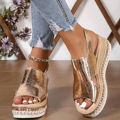Steinunn Platform Open Toe Metallic Sandals