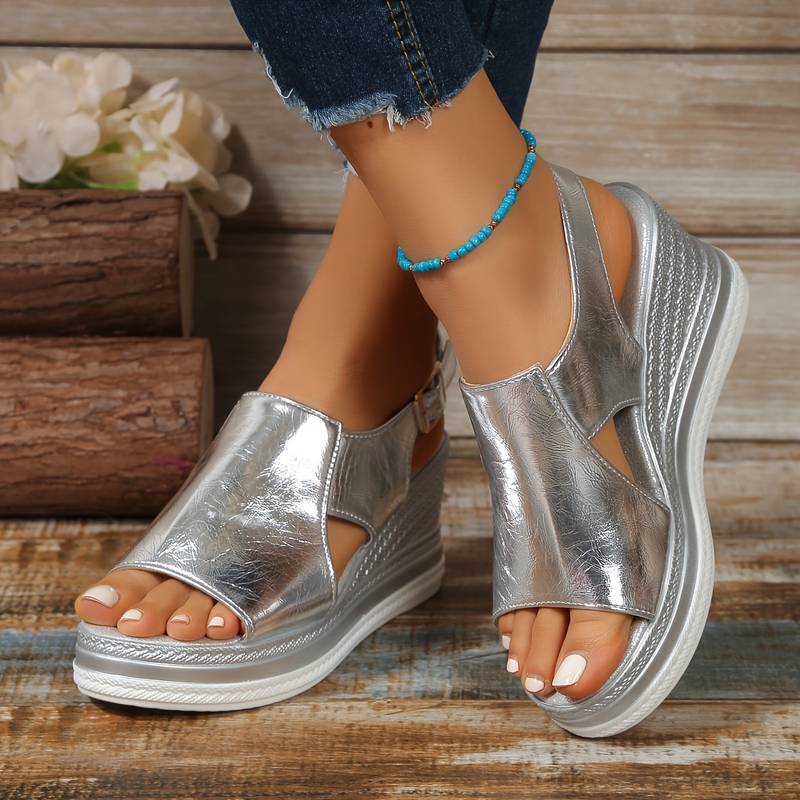 Steinunn Platform Open Toe Metallic Sandals