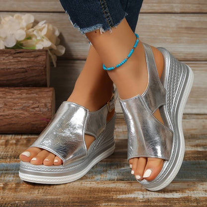 Steinunn Platform Open Toe Metallic Sandals