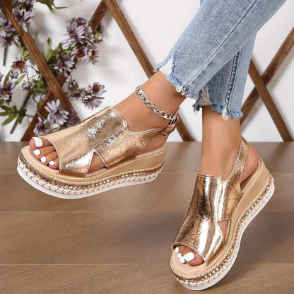 Steinunn Platform Open Toe Metallic Sandals