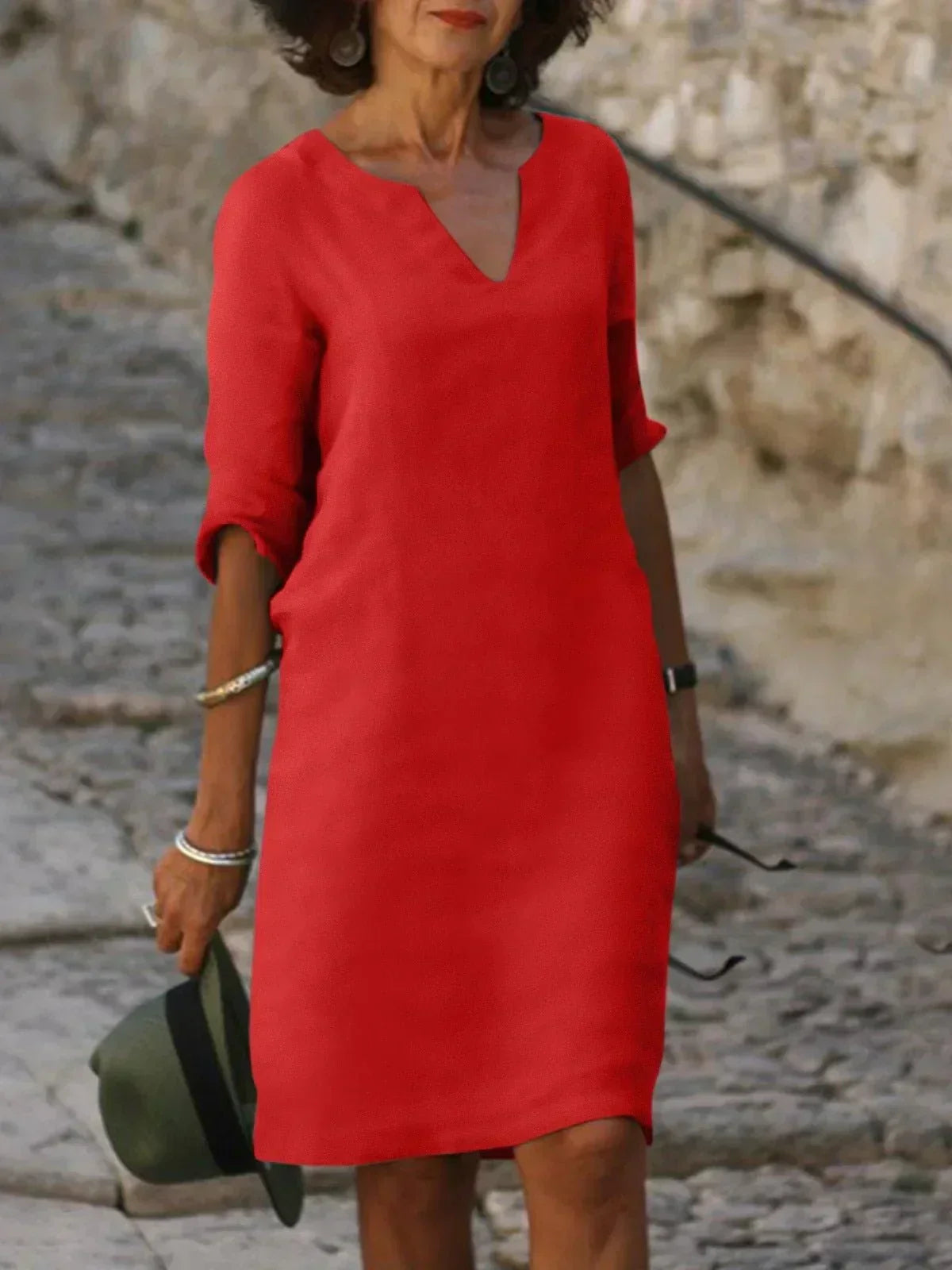 Halldora V-Neck Shift Dress