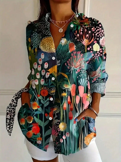 Mirjana Floral Blouse with Button-Down Front