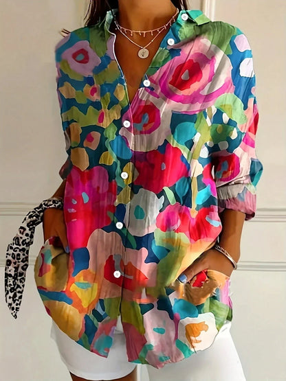 Mirjana Floral Blouse with Button-Down Front
