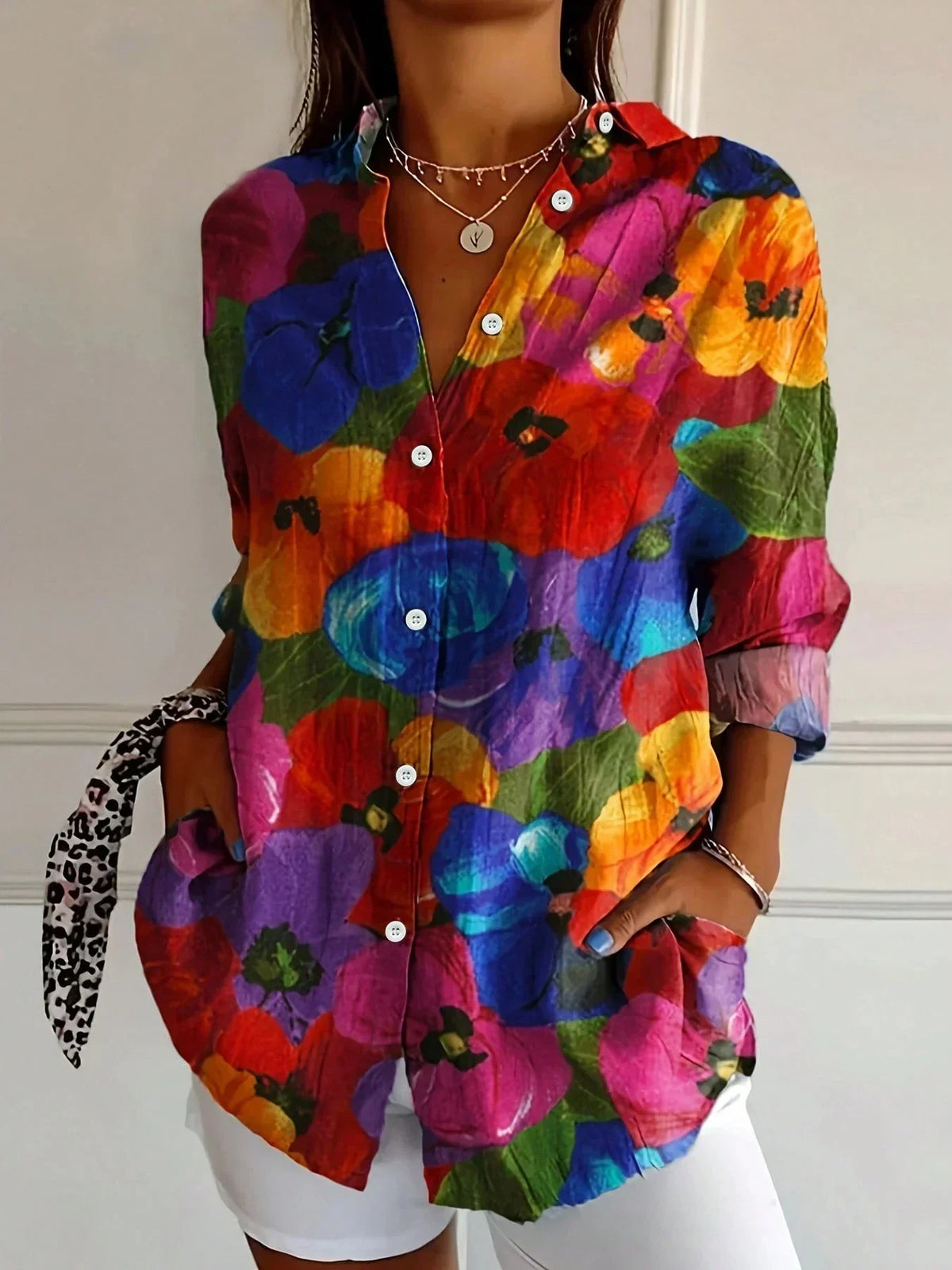 Mirjana Floral Blouse with Button-Down Front