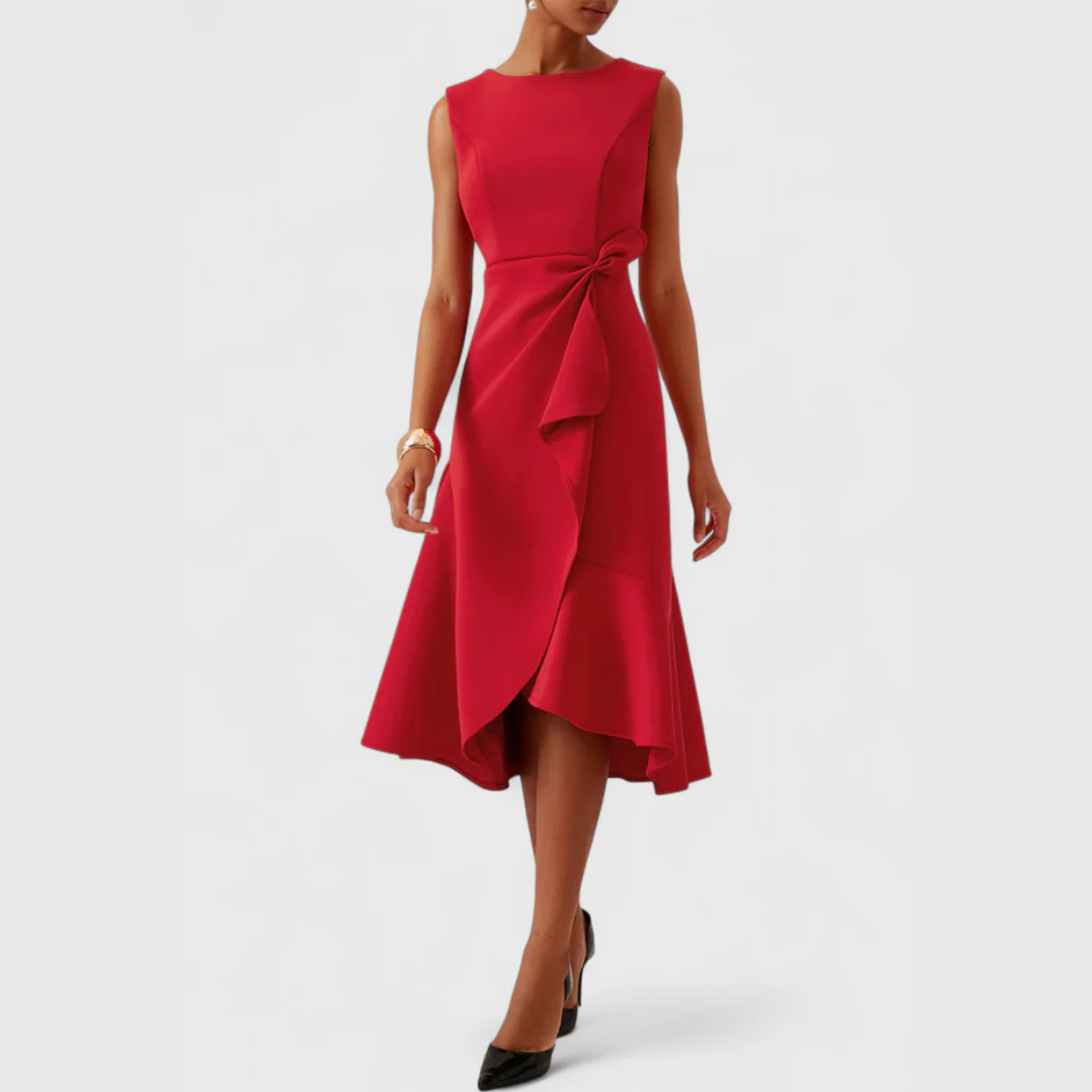 Kazimiera Asymmetric Sleeveless Midi Dress
