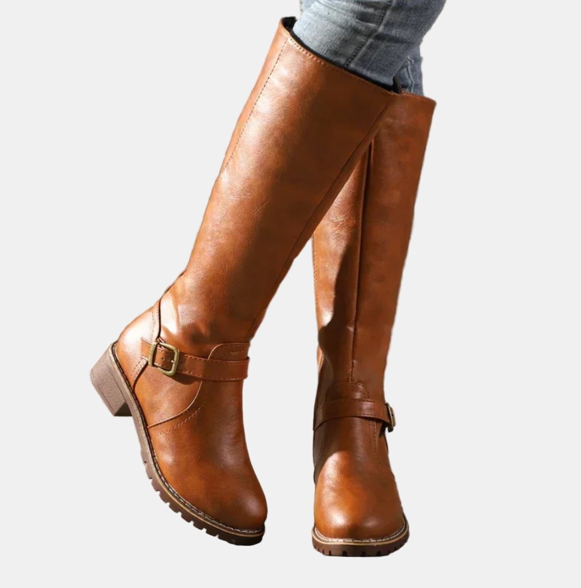 Leudegarde Knee-High Riding Boots, Buckle Strap