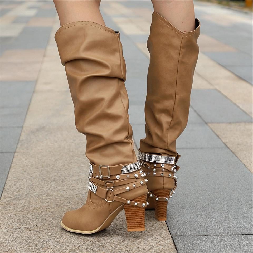 Helvise Slouchy Knee-High Block Heel Boots