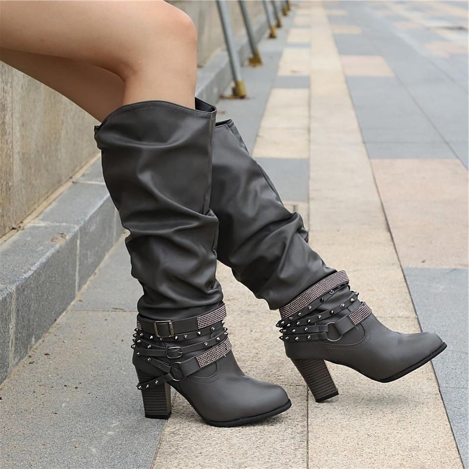 Helvise Slouchy Knee-High Block Heel Boots