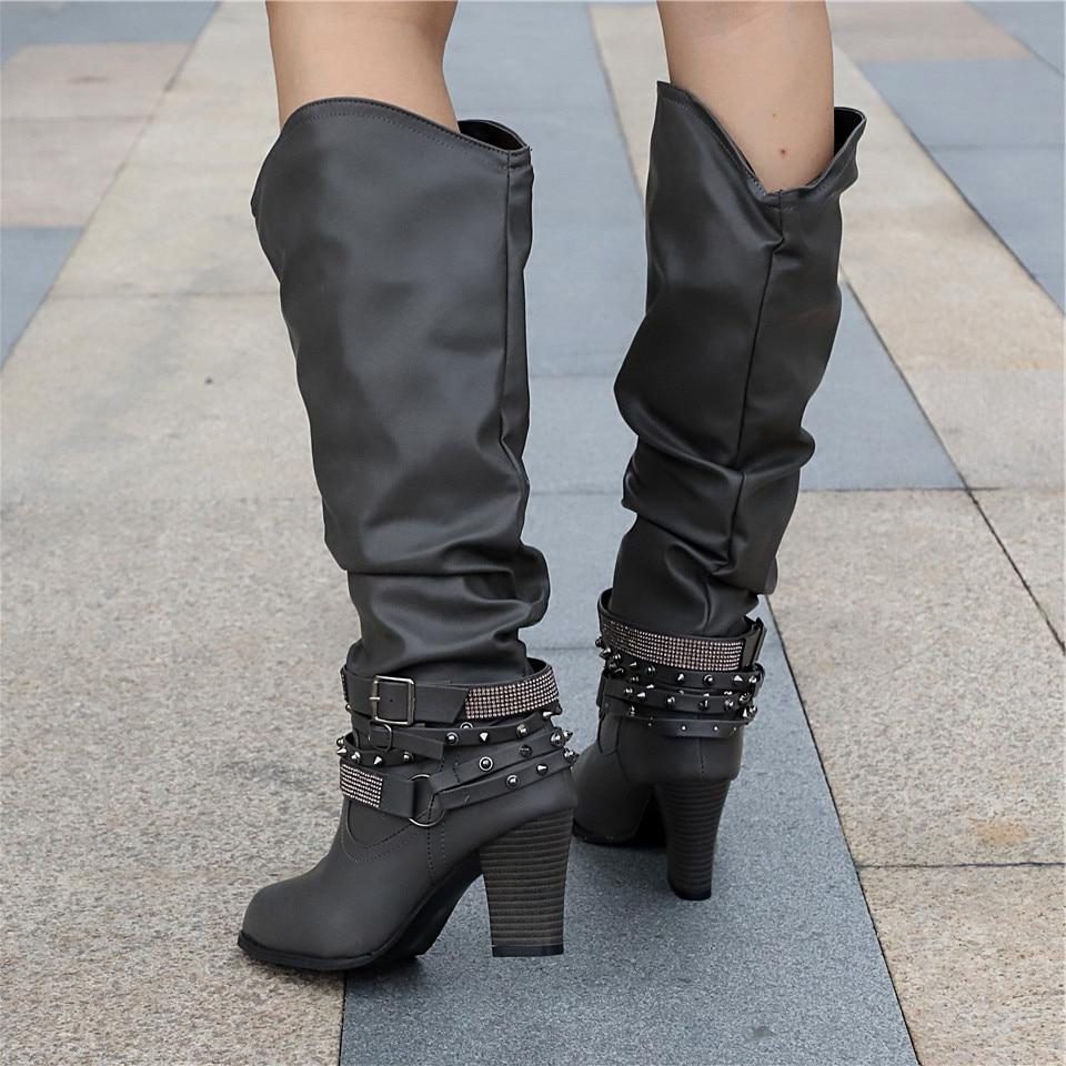 Helvise Slouchy Knee-High Block Heel Boots