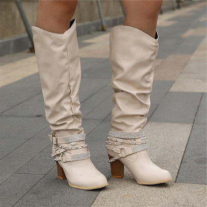Helvise Slouchy Knee-High Block Heel Boots