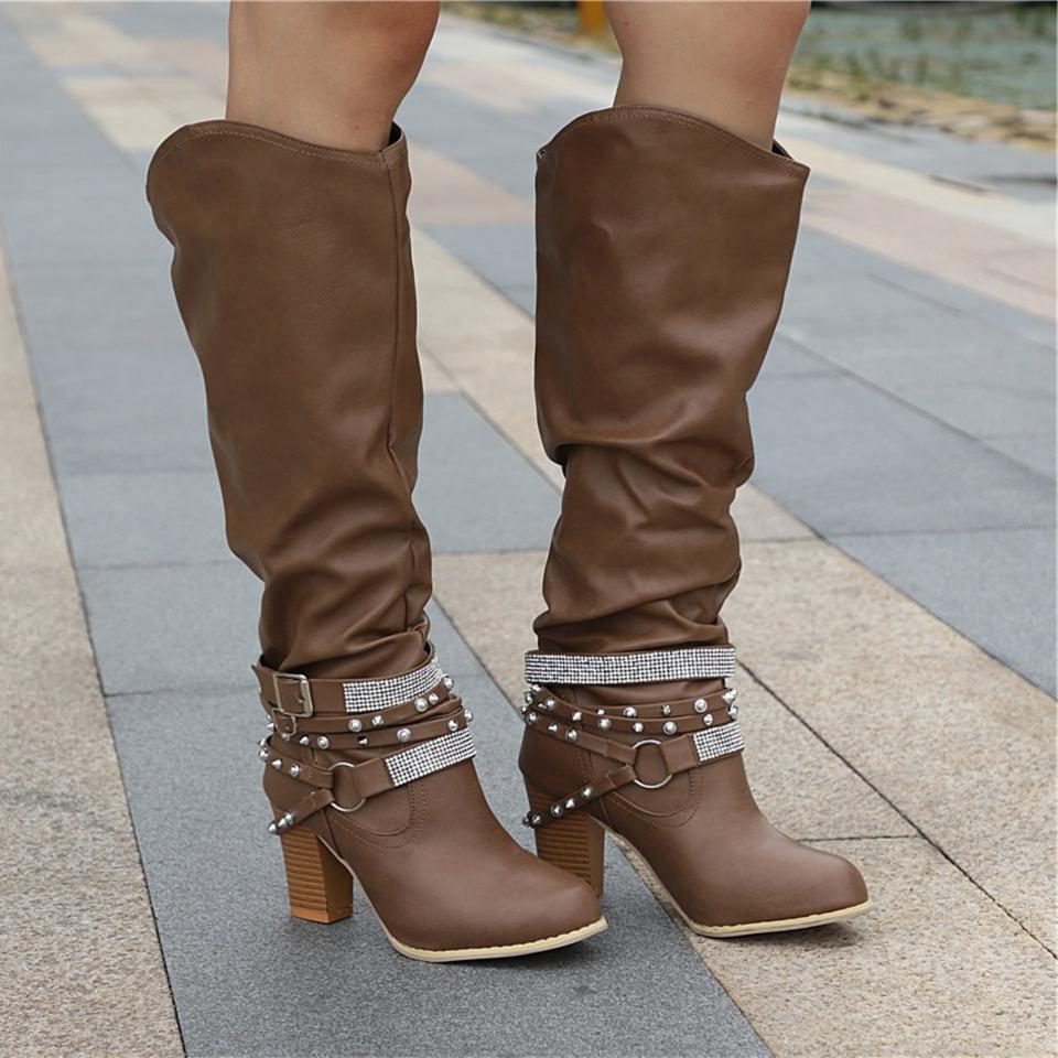 Helvise Slouchy Knee-High Block Heel Boots