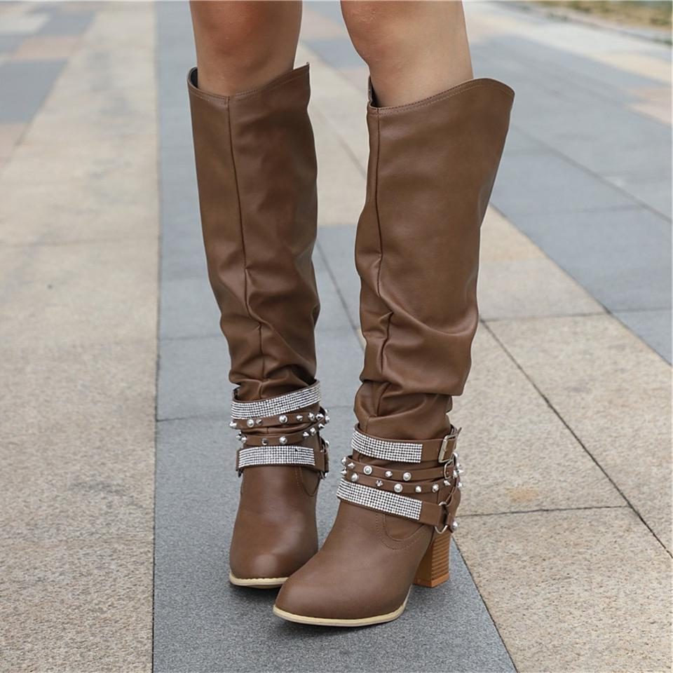 Helvise Slouchy Knee-High Block Heel Boots