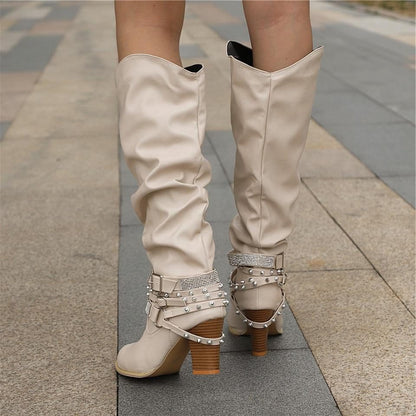 Helvise Slouchy Knee-High Block Heel Boots
