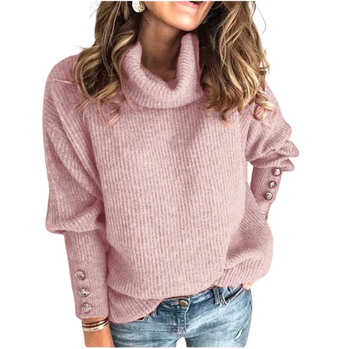 Arsende Ribbed Knit Cowl Neck Sweater