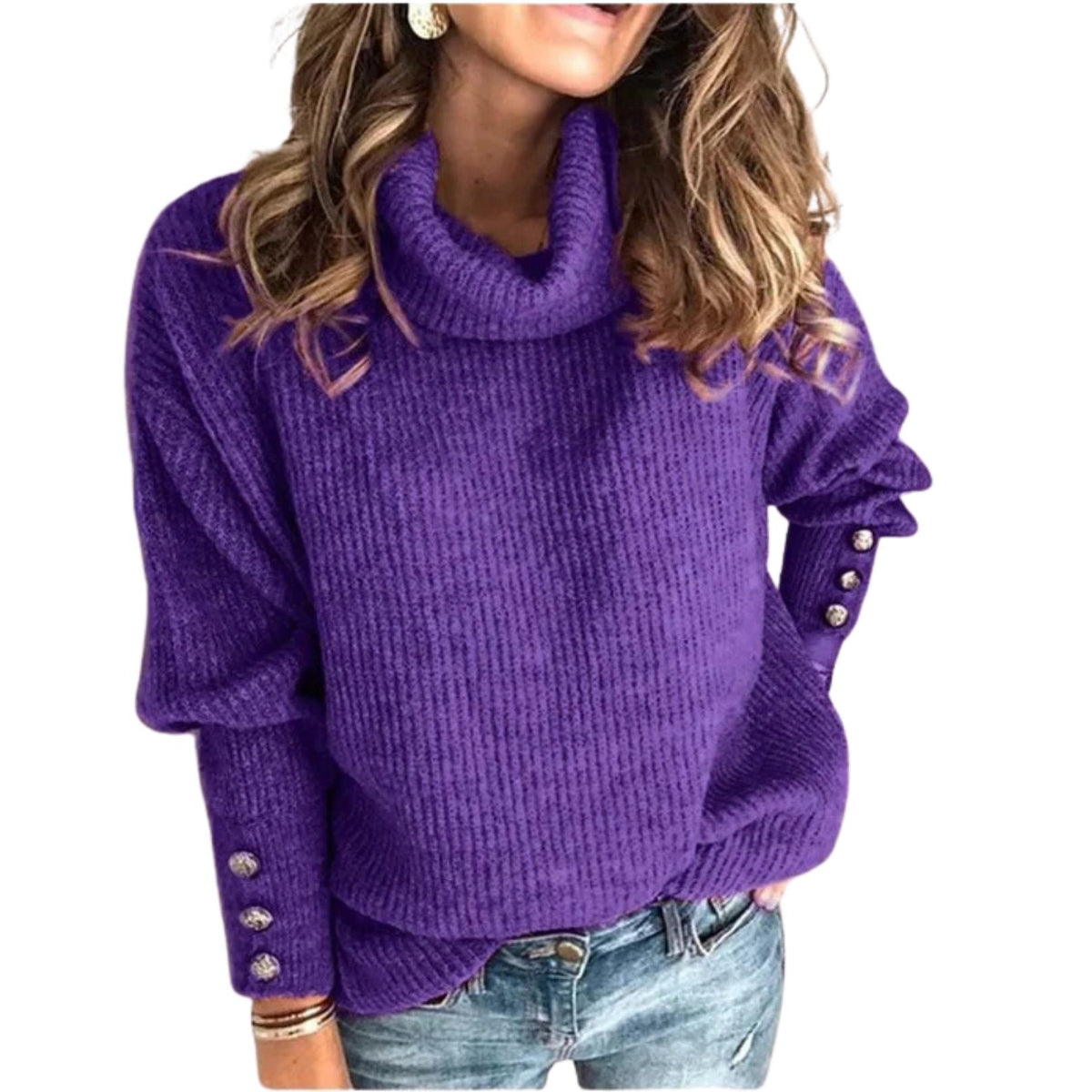 Arsende Ribbed Knit Cowl Neck Sweater