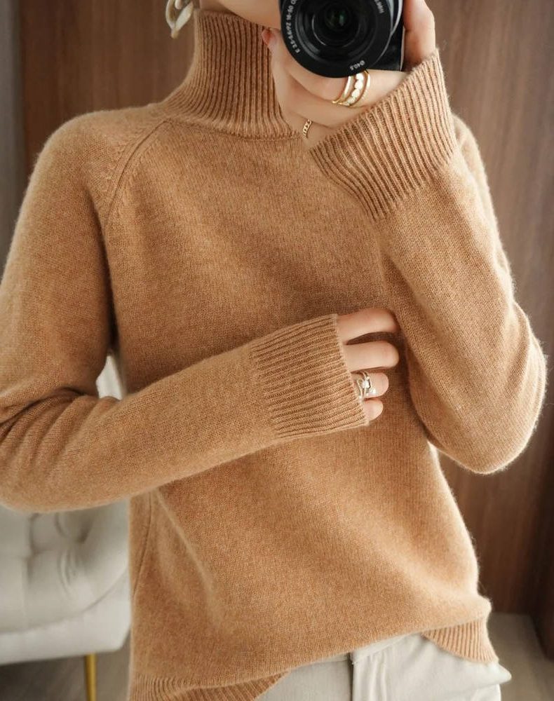 Fredegonde Ribbed Knit Roll Neck Sweater