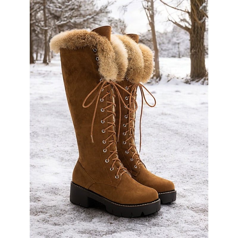 Osanne Lace-Up Platform Knee-High Winter Boots