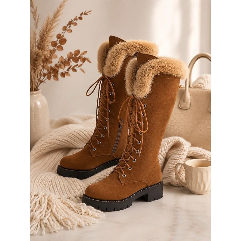 Osanne Lace-Up Platform Knee-High Winter Boots