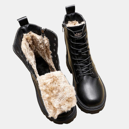 Hersent Fleece-Lined Combat Ankle Boots, Lace-Up