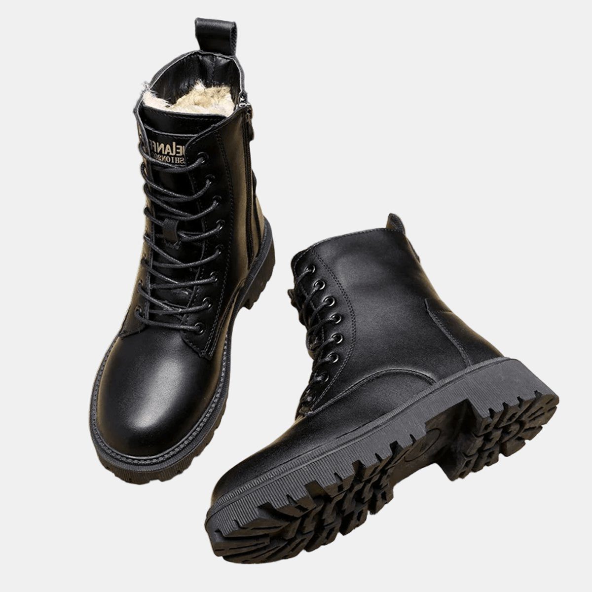 Hersent Fleece-Lined Combat Ankle Boots, Lace-Up