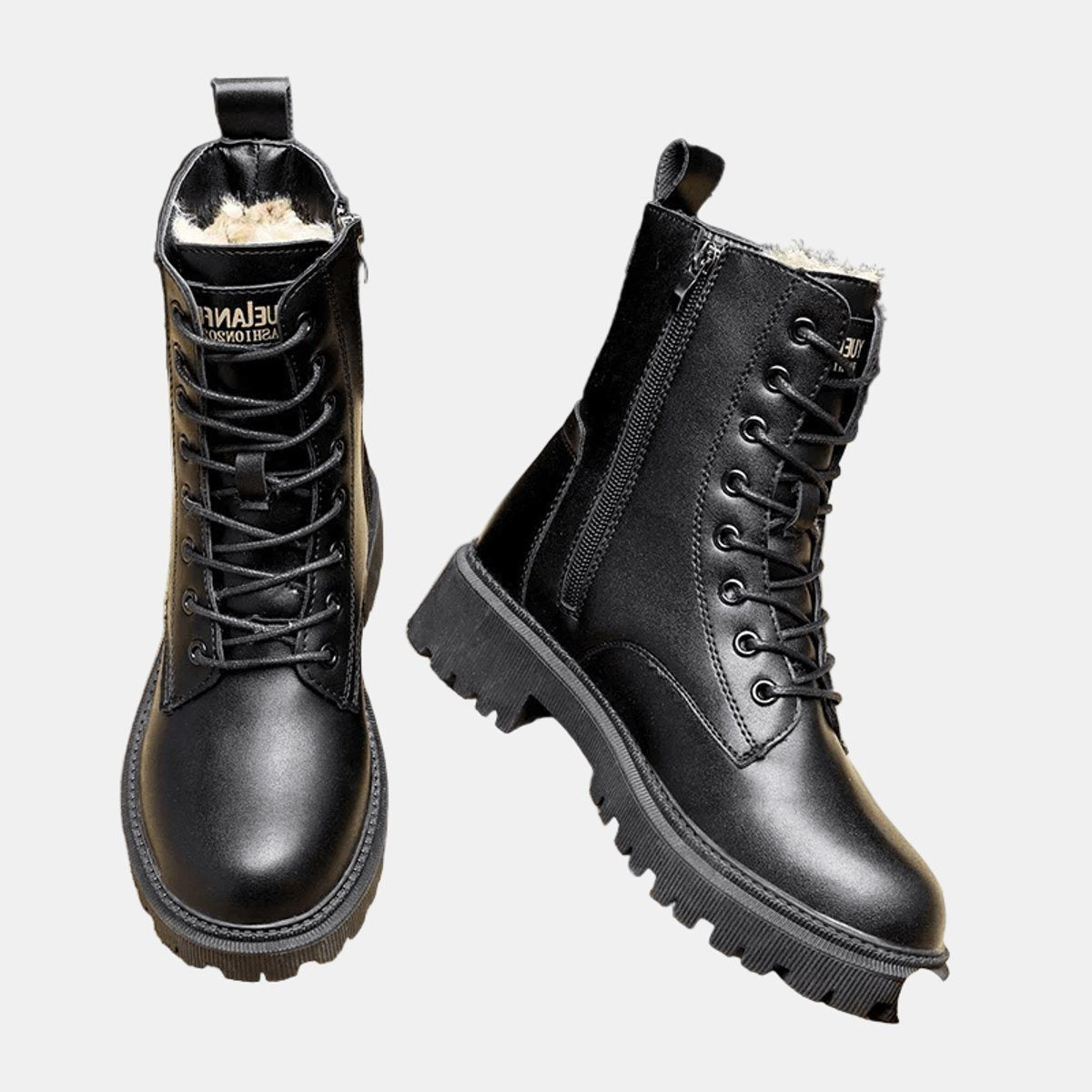 Hersent Fleece-Lined Combat Ankle Boots, Lace-Up