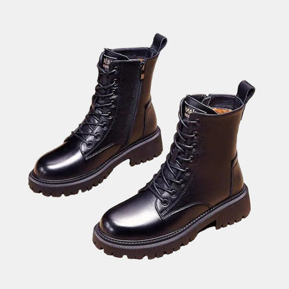 Hersent Fleece-Lined Combat Ankle Boots, Lace-Up