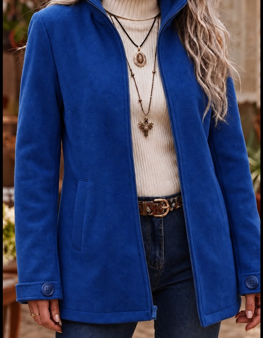 Nicolaisse Zip-Up Jacket with Stand Collar