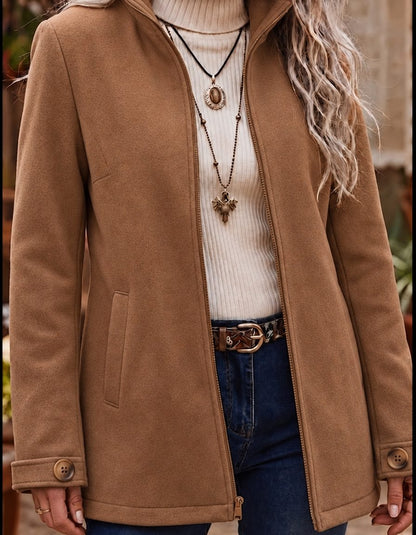 Nicolaisse Zip-Up Jacket with Stand Collar