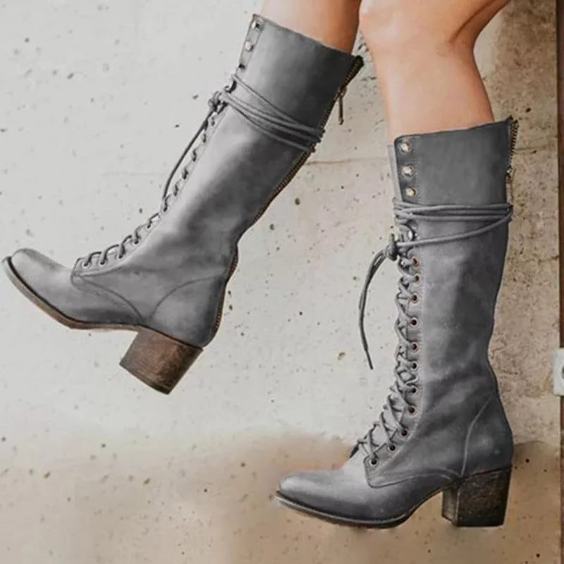 Gerberge Block Heel Combat Boots for City Days