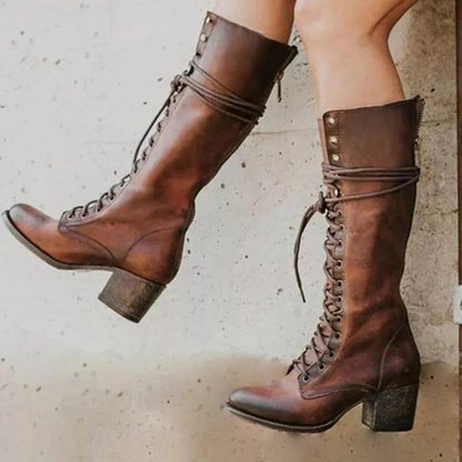 Gerberge Block Heel Combat Boots for City Days