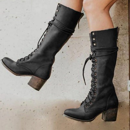 Gerberge Block Heel Combat Boots for City Days