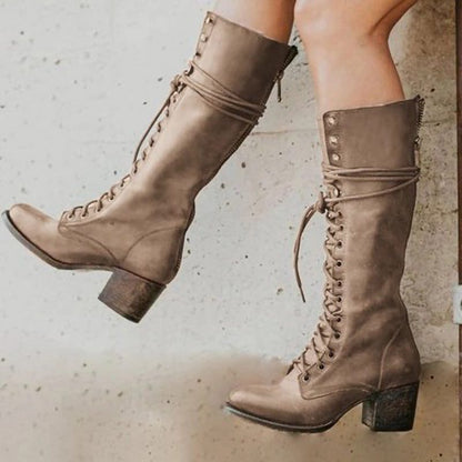 Gerberge Block Heel Combat Boots for City Days