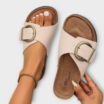 Hajnalka Open Toe Buckle Slide Sandals