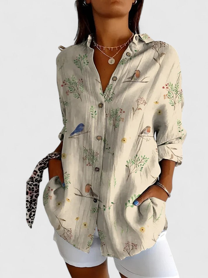 Contesina Button-Down Patchwork Shirt