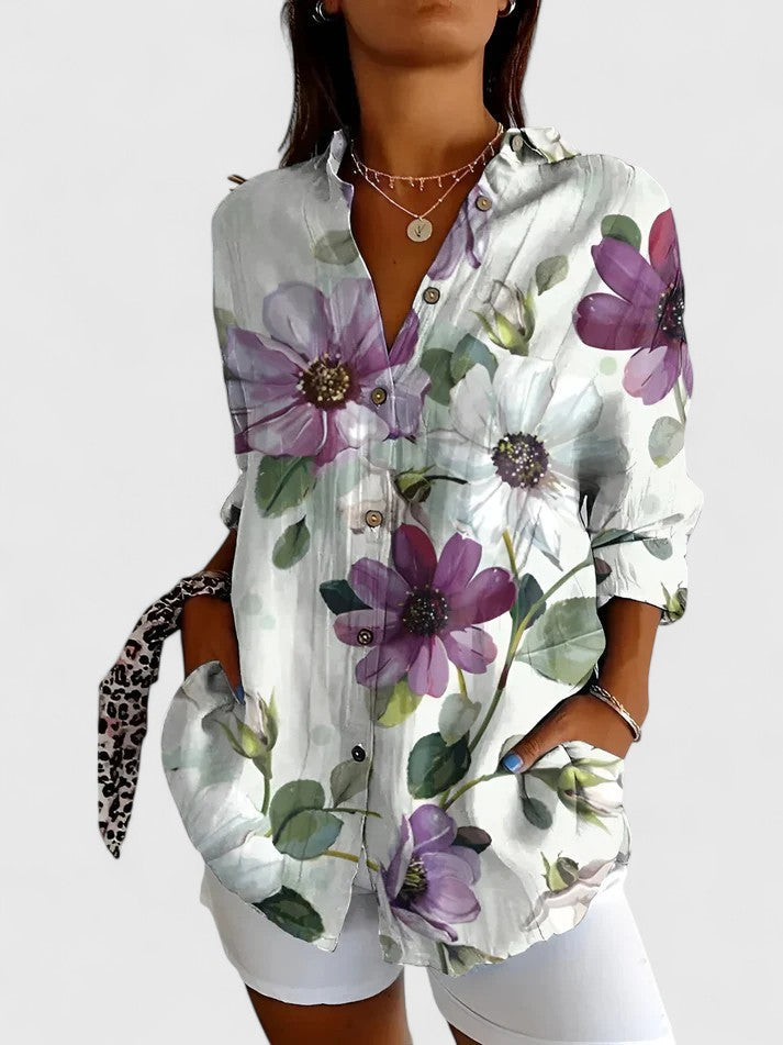 Contesina Button-Down Patchwork Shirt