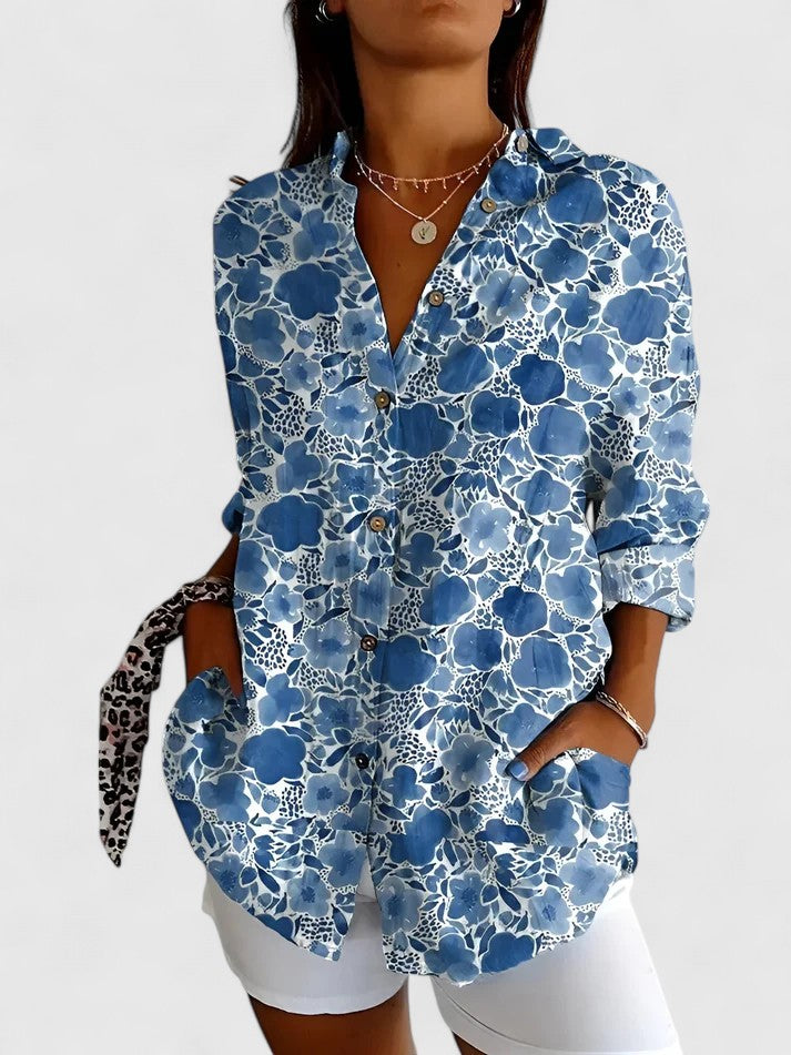 Contesina Button-Down Patchwork Shirt