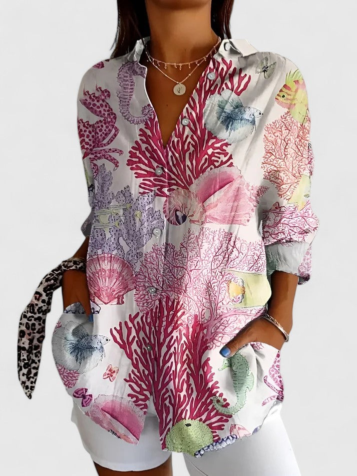 Contesina Button-Down Patchwork Shirt