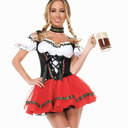 Gerloc Corset Lace-Up Dirndl Dress for Oktoberfest