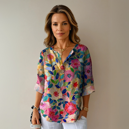 Slawomira Floral V-Neck Blouse