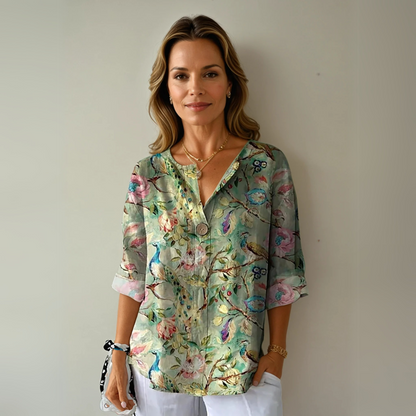 Slawomira Floral V-Neck Blouse