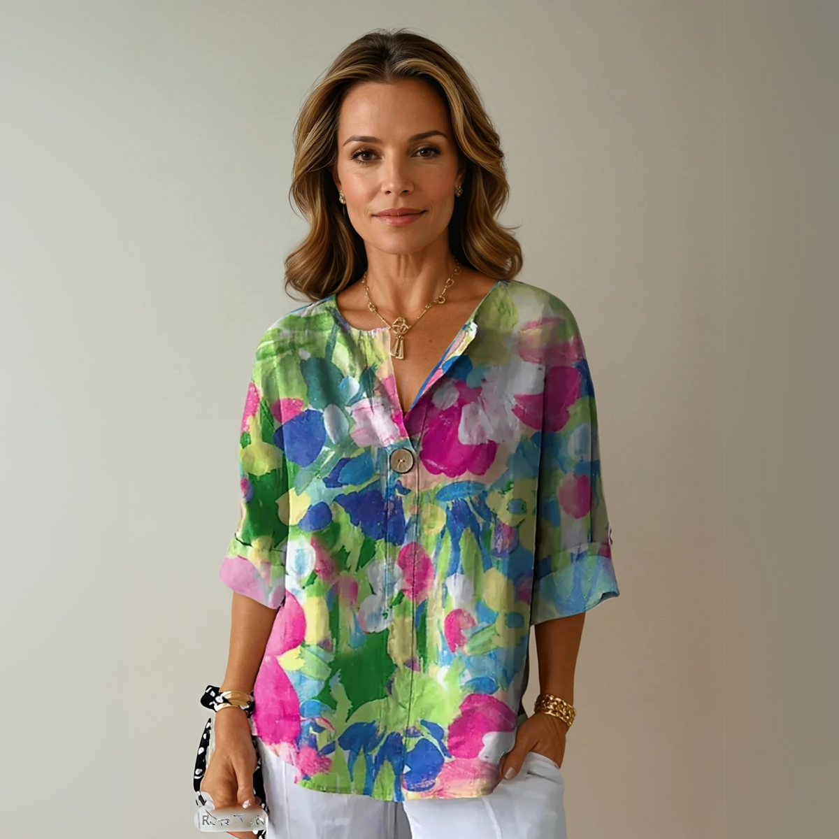 Slawomira Floral V-Neck Blouse