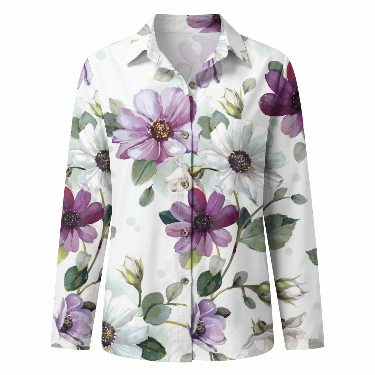 Clelia Button-Up Blouse with Split Neck and Oversized Fit