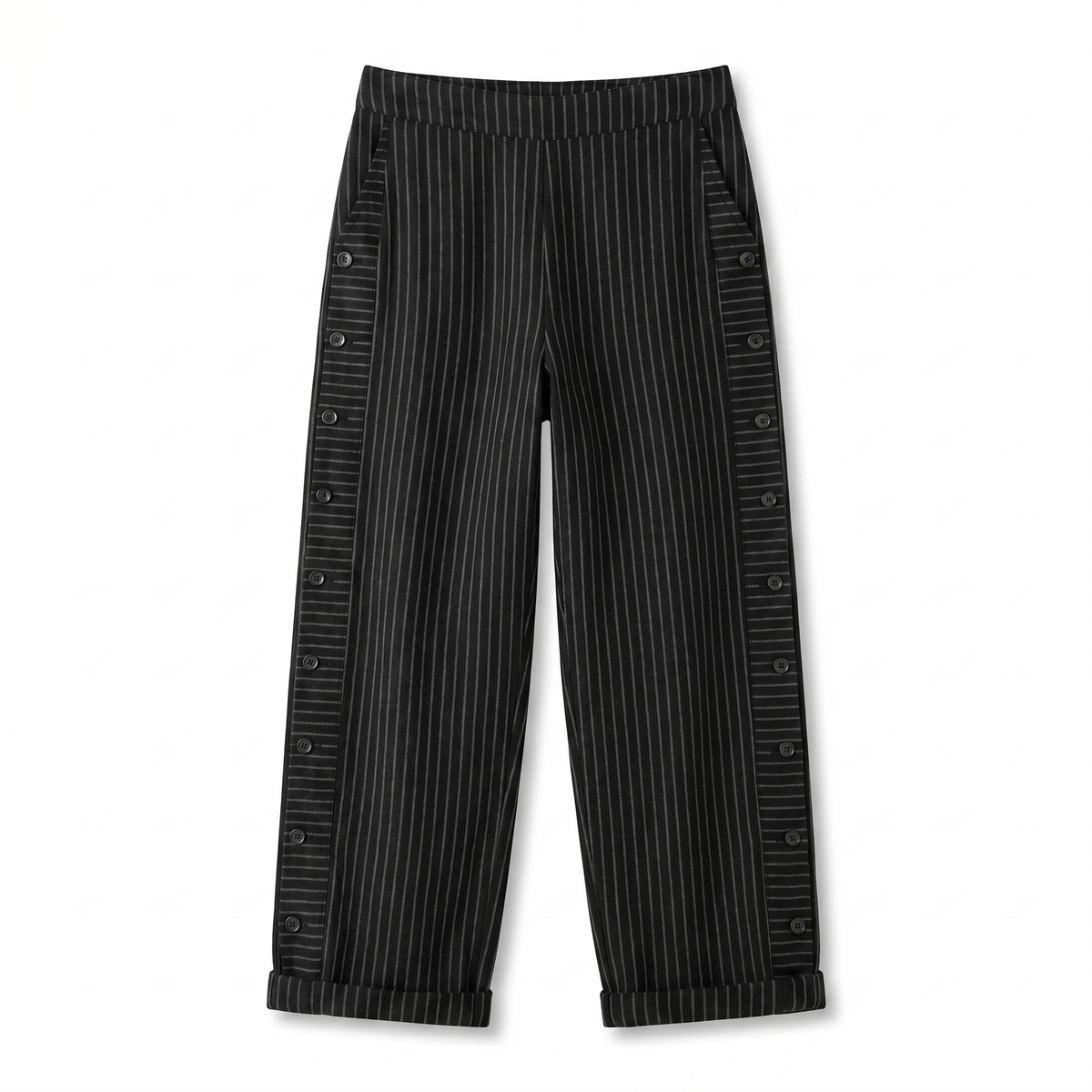 Jahanara Striped Cropped Trousers with Button Detail