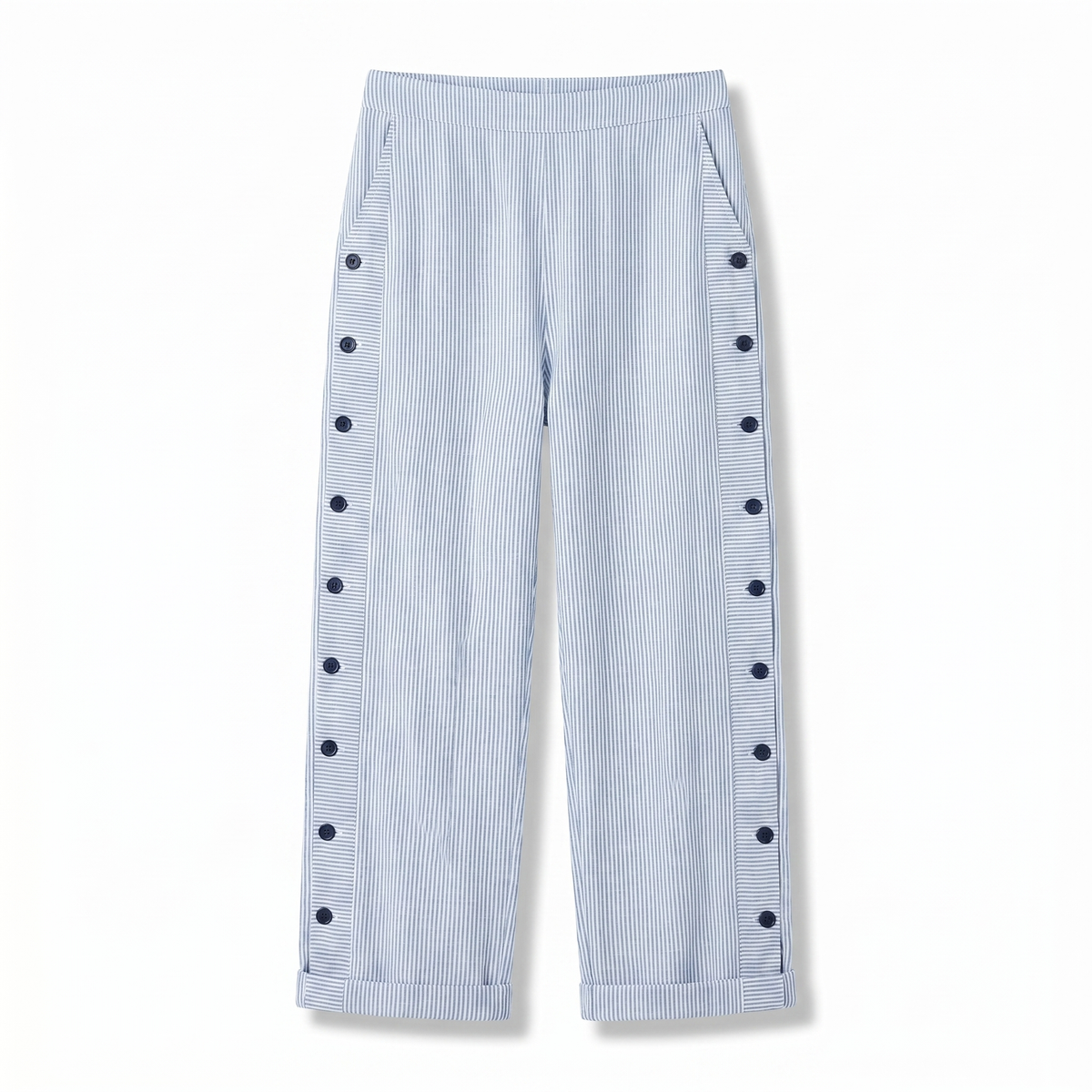 Jahanara Striped Cropped Trousers with Button Detail
