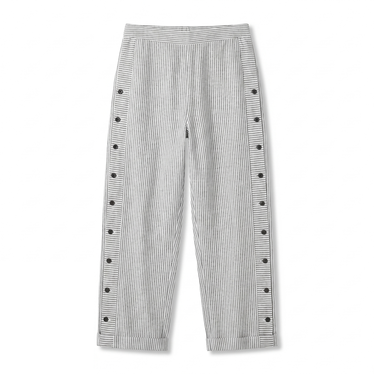 Jahanara Striped Cropped Trousers with Button Detail