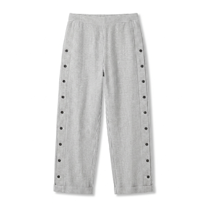 Jahanara Striped Cropped Trousers with Button Detail