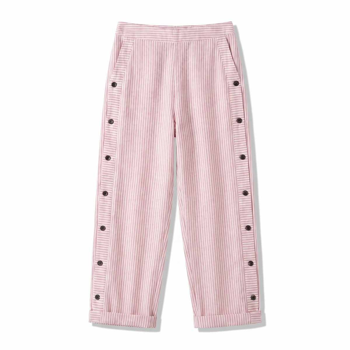 Jahanara Striped Cropped Trousers with Button Detail